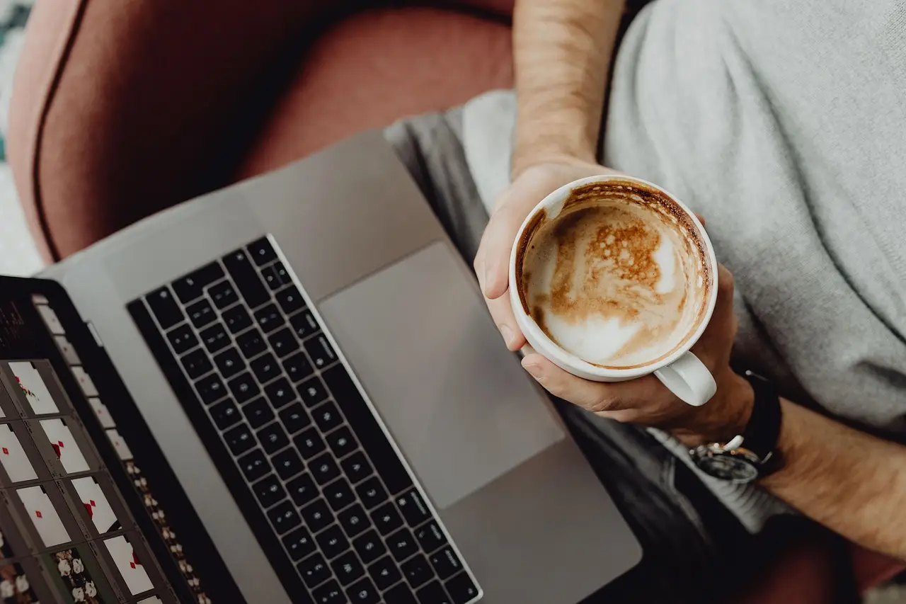 coffee, coffee cup, cup, computer