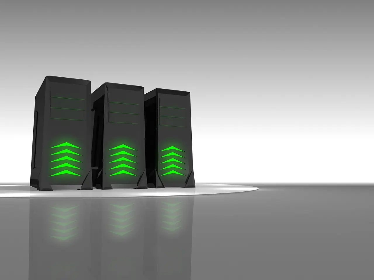 Lines of JavaScript code overlaid on a blurred blue-lit aisle of data center server racks