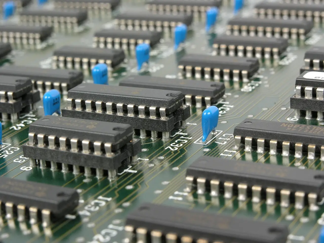 A computer motherboard with electronic components