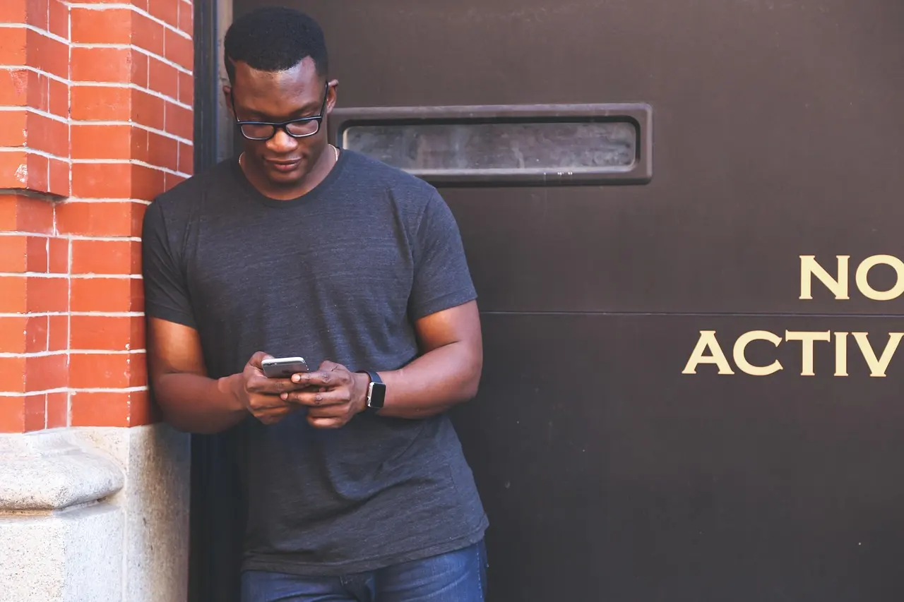 man, black man, mobile phone, person