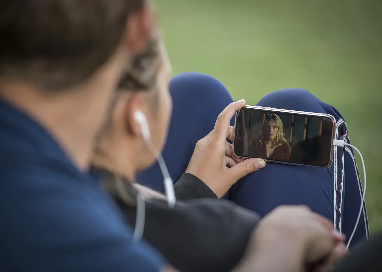 A smartphone playing a video.