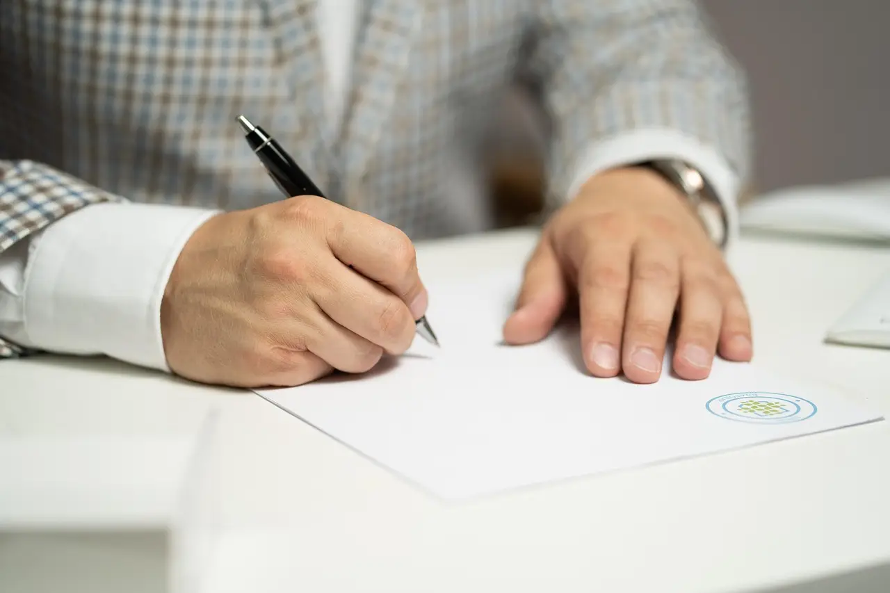 man, sign, paper, write