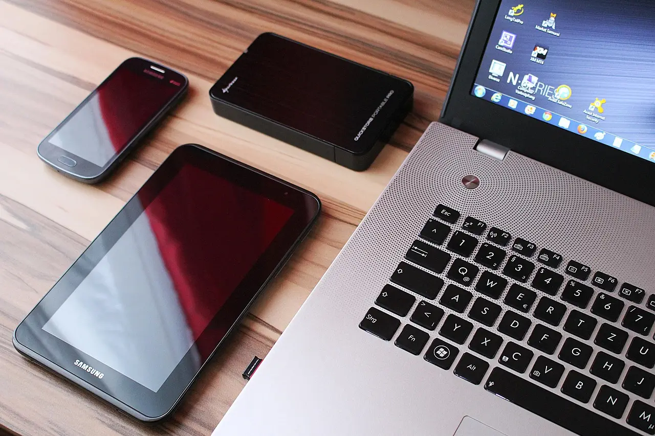 tablet, smartphone, laptop, hard drive