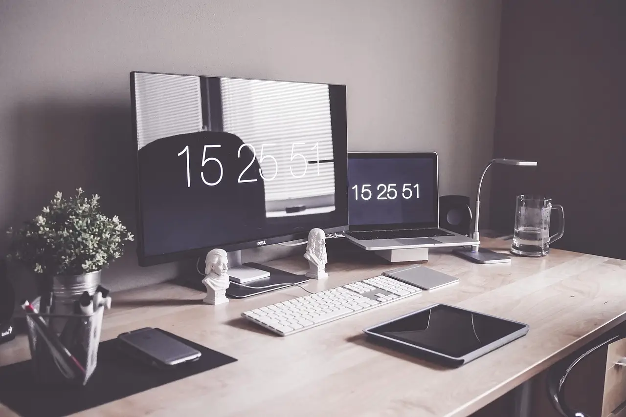 home office, computer, desk, display