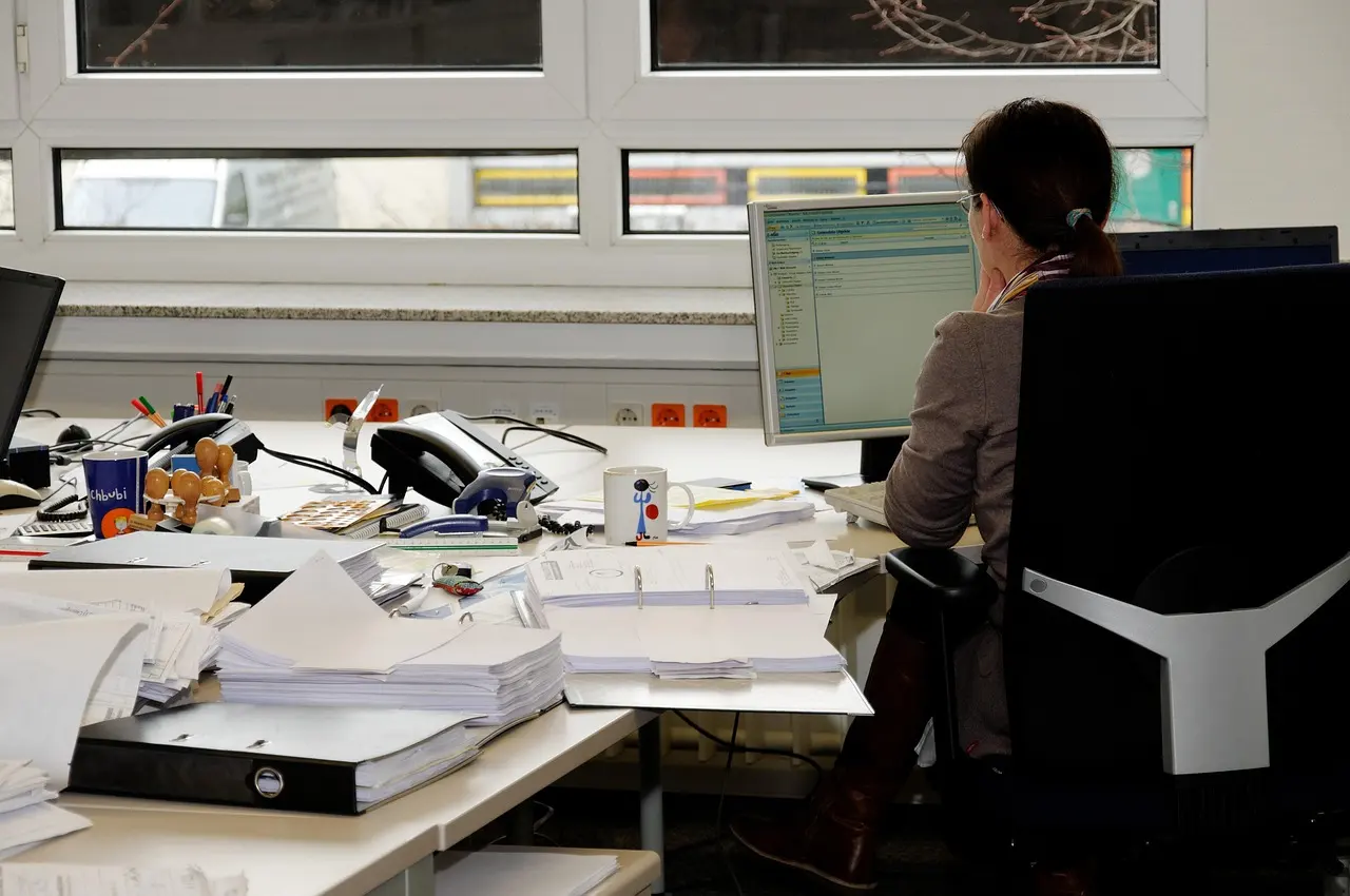 A person working at an office desk