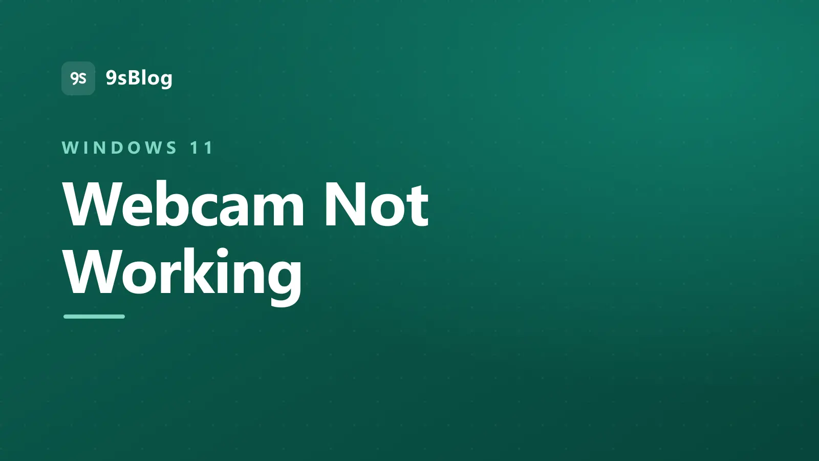Title card reading Webcam Not Working on a dark green background