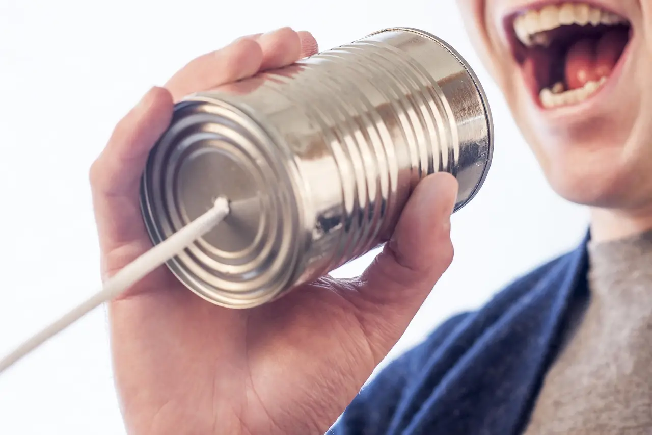 tin can, speak, talk, microphone