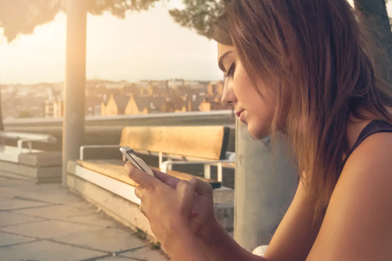 A woman using a smartphone