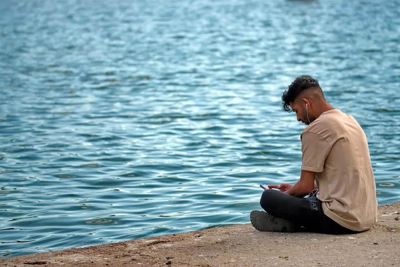 boy, young, phone, relaxation