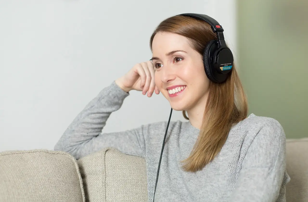 woman, headphones, music, girl