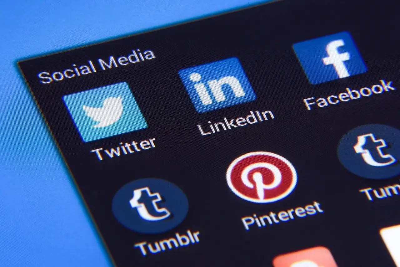 Social media app icons on a screen.