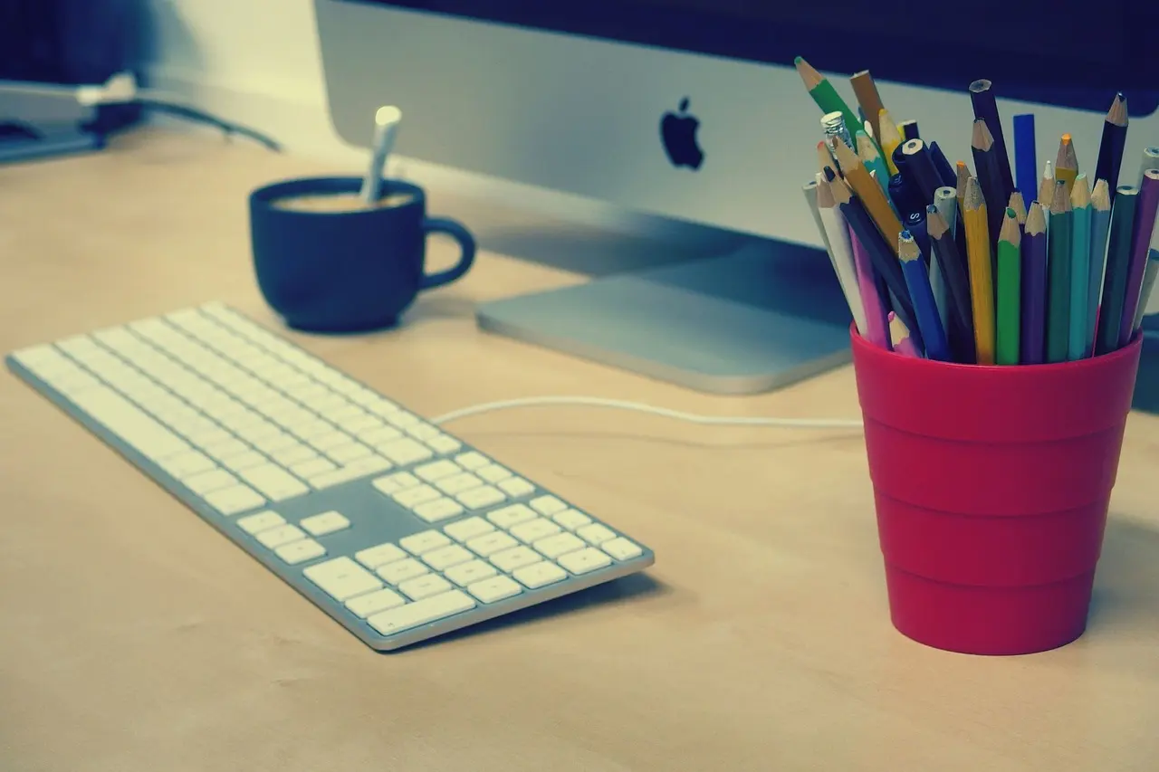 A desktop computer on a home-office desk